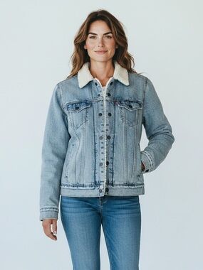 Levi's Women's Light Wash Denim Sherpa Jacket
